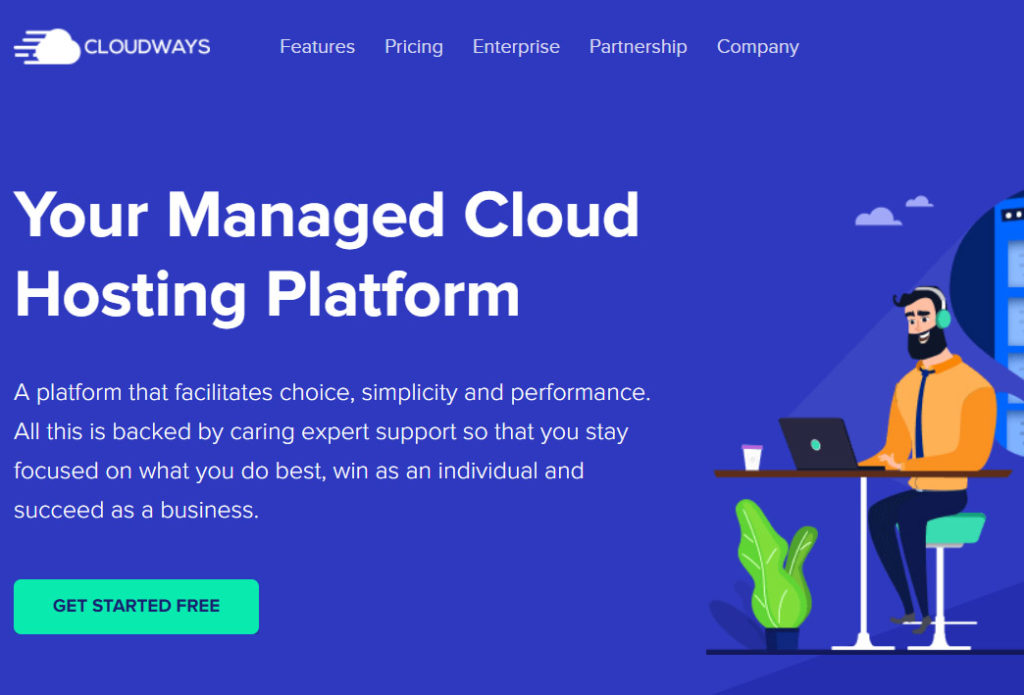Homepage di Cloudways